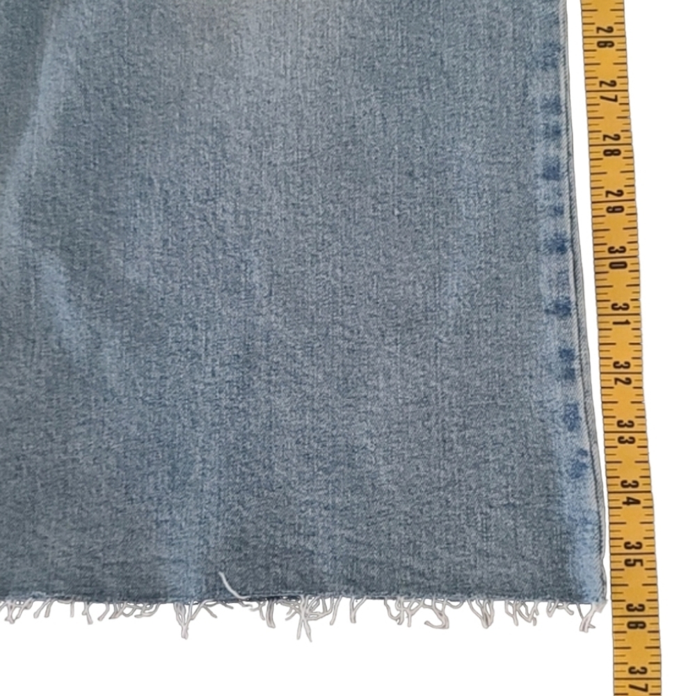 TIME AND TRU High Waisted Wide Leg Jeans 14  Button Up Stretch Raw Hem Cropped - Picture 12 of 16